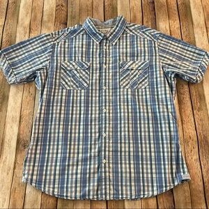 Paper Denim & Cloth mens short sleeve plaid button down shirt | size 2XL
